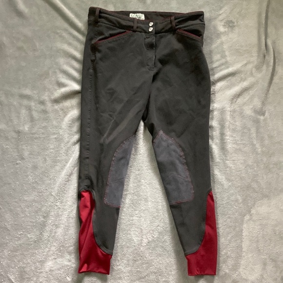 Dover Saddlery Grey and Maroon Wellesley Breech 30 - Picture 1 of 5